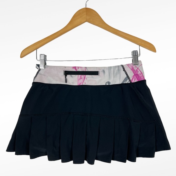 lululemon athletica Dresses & Skirts - Lululemon Run: Speed Tennis Skirt | Black | Colourful Waistband